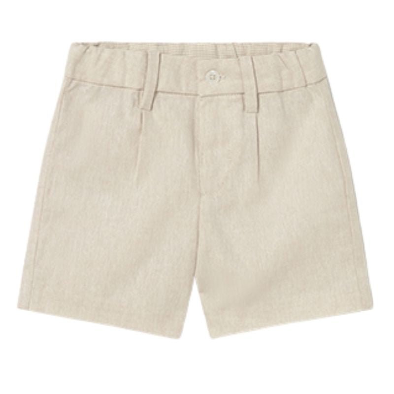 Zandkleurige linnen korte broek 1215 - Capuchon Fashion