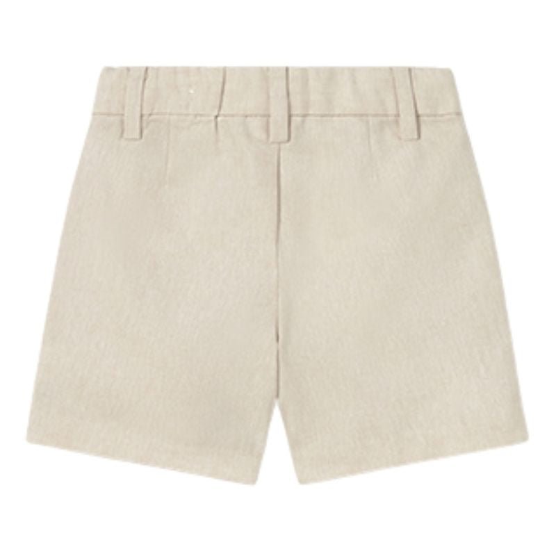 Zandkleurige linnen korte broek 1215 - Capuchon Fashion