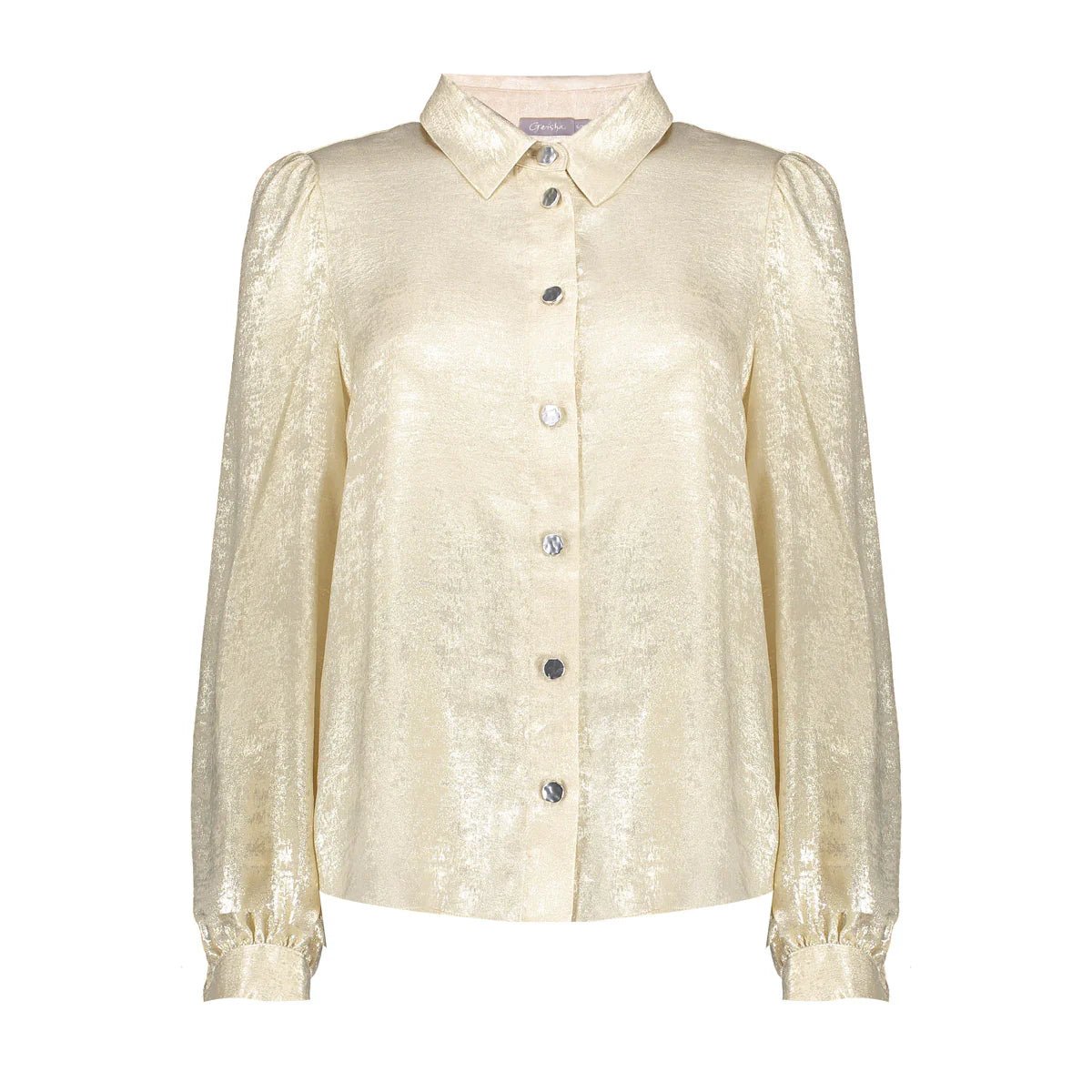 Zandkleurige shiny blouse 53868 - Capuchon Fashion