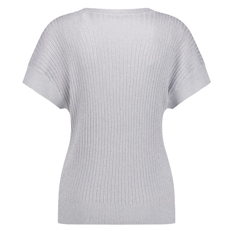 Zilveren pullover Tanya lurex - Capuchon Fashion