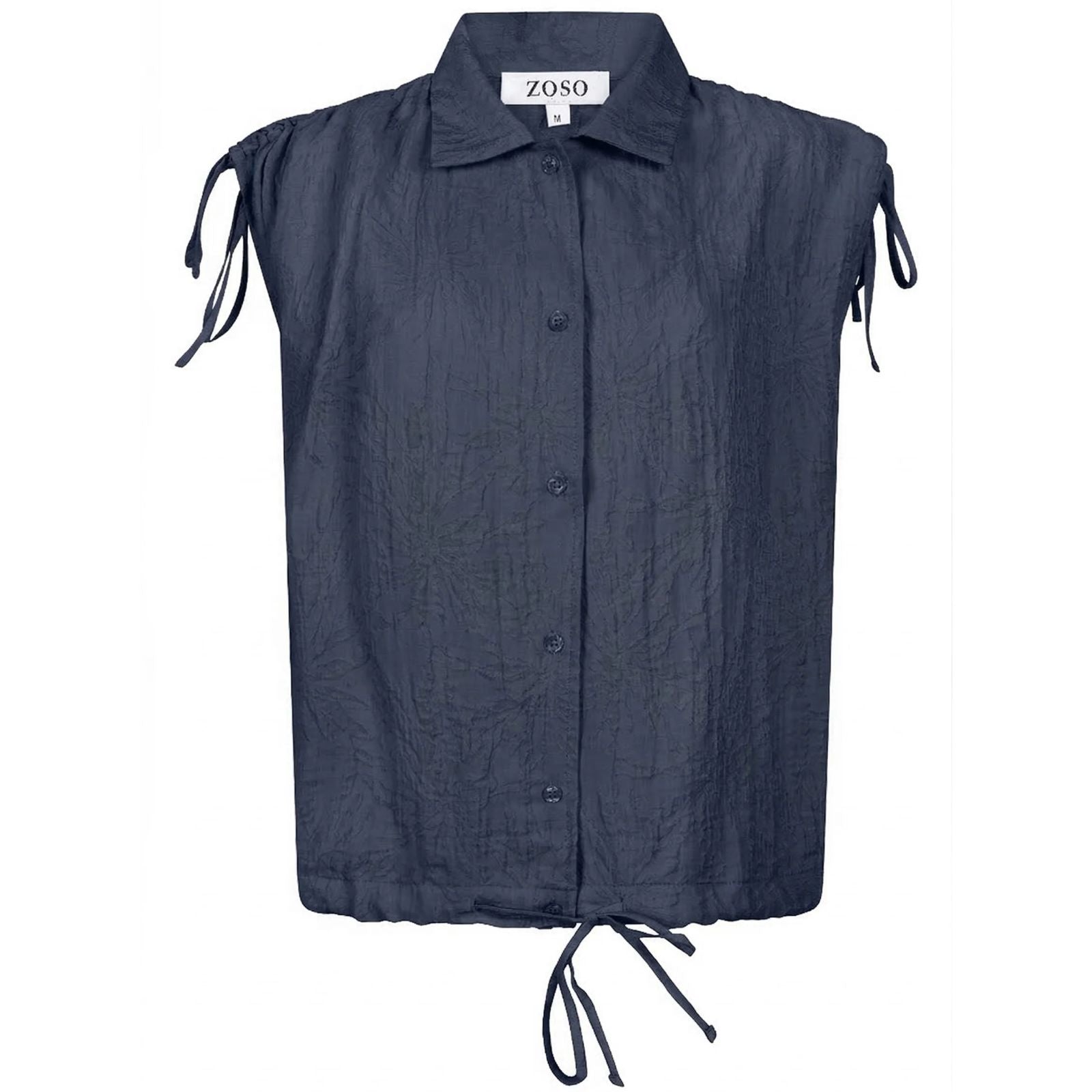 Donkerblauwe korte mouw blouse Fabienne