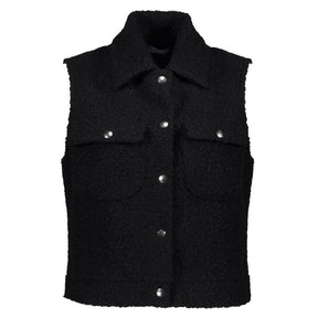 Zwart fake fur gilet 45531 - Capuchon Fashion