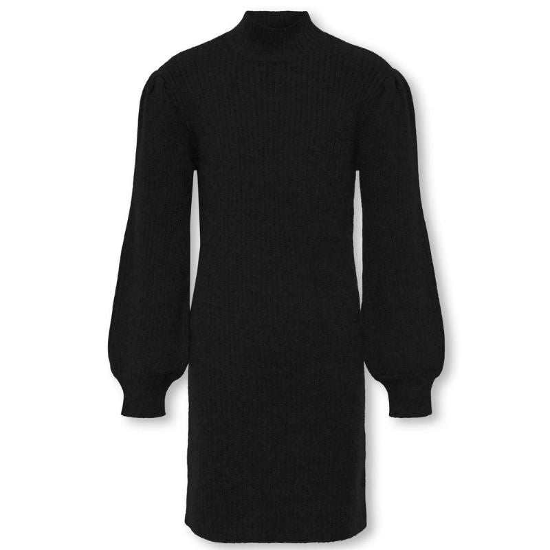 Zwart gebreide ribbel jurk Katia - Capuchon Fashion