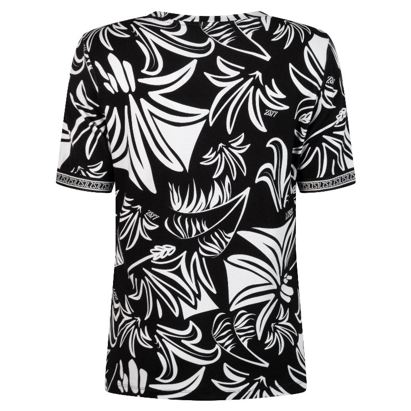 Zwart geprint t-shirt Emilia - Capuchon Fashion