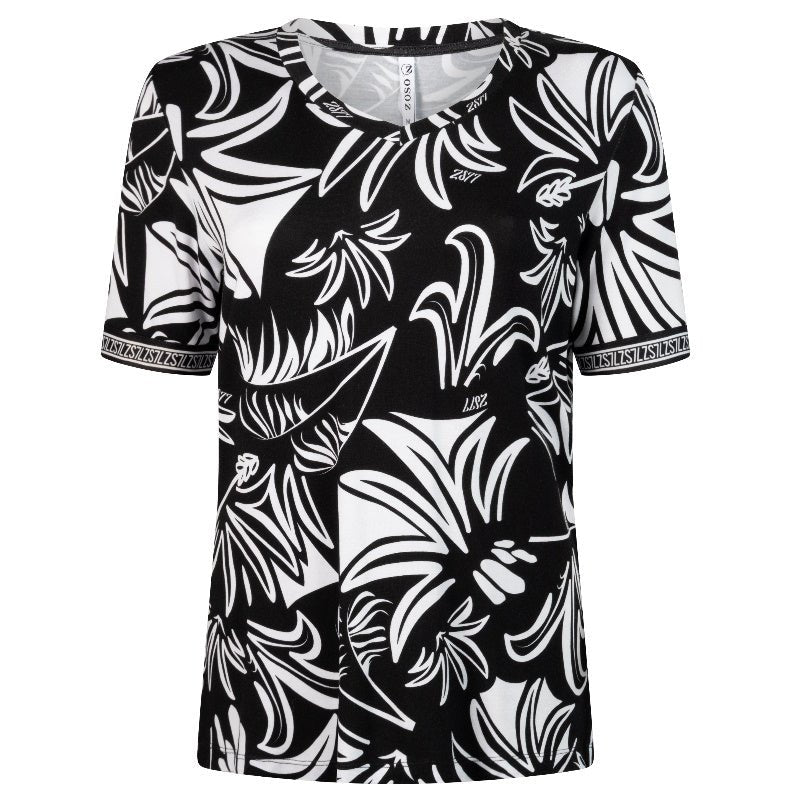 Zwart geprint t-shirt Emilia - Capuchon Fashion