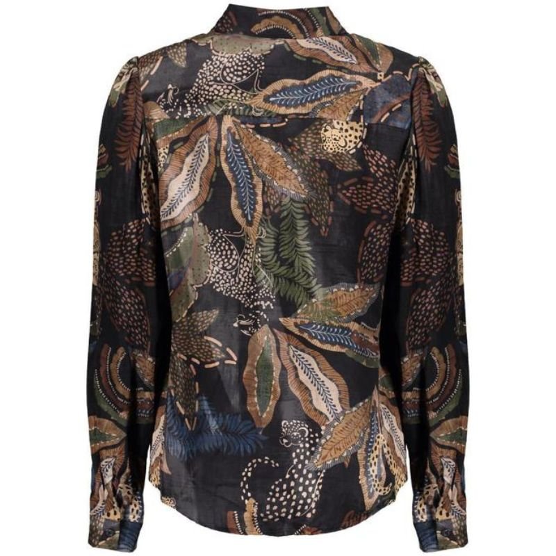 Zwart geprinte animal blouse 53684 - Capuchon Fashion