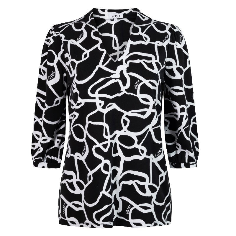 Zwart geprinte blouse Erica - Capuchon Fashion
