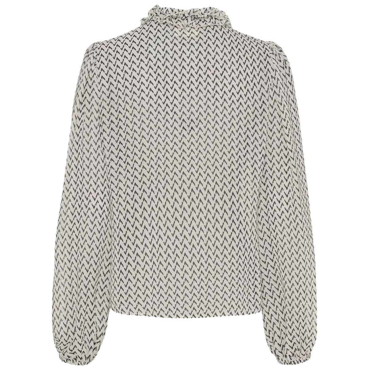 Zwart geprinte blouse Vibse Ruffle - Capuchon Fashion
