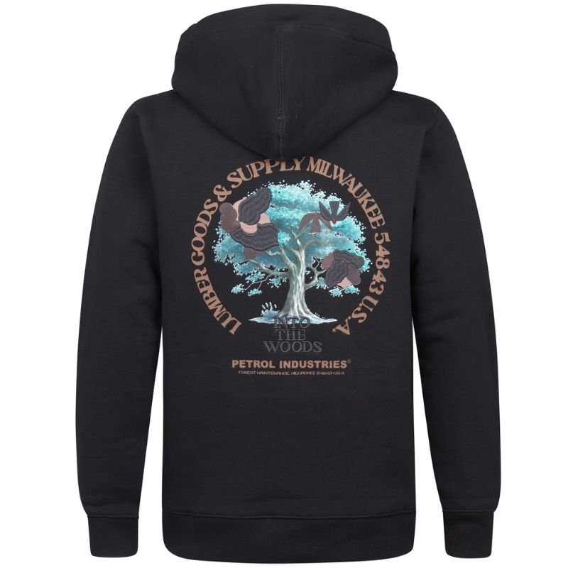 Zwart geprinte hooded sweater SWH336 - Capuchon Fashion