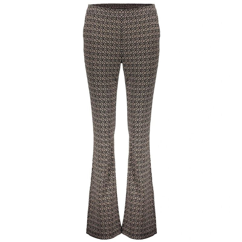 Zwart geprinte jacquard broek 41552 - Capuchon Fashion