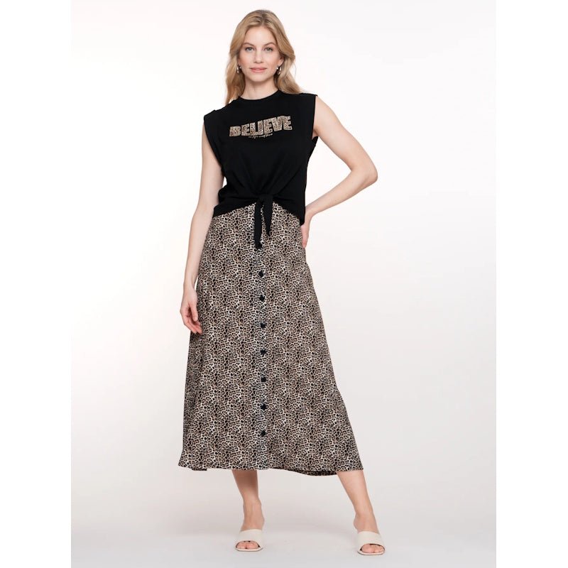 Zwart geprinte rok Leopard 56335 - Capuchon Fashion