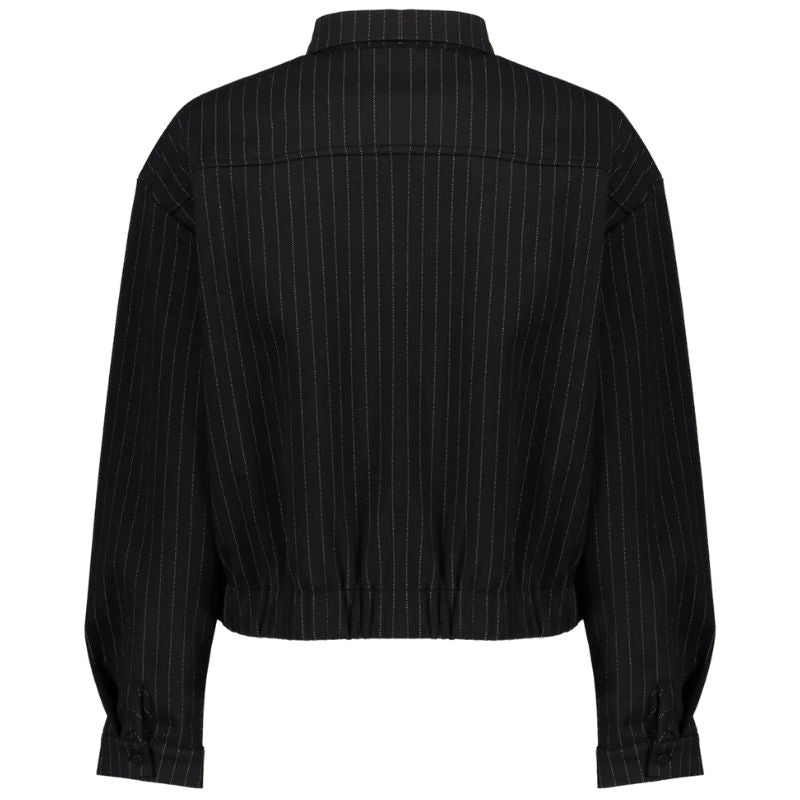 Zwart gestreepte bomberjacket 55721 - Capuchon Fashion