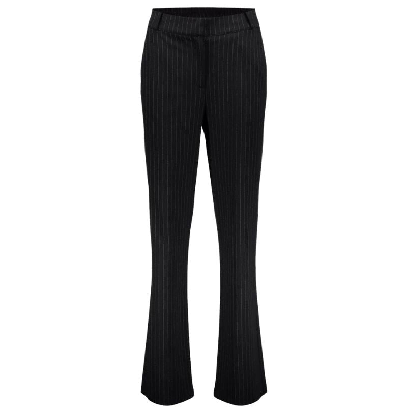 Zwart gestreepte flared broek 51680 - Capuchon Fashion