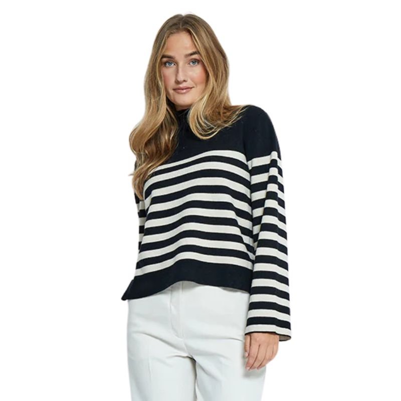 Zwart gestreepte pullover Lupi - Capuchon Fashion