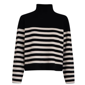 Zwart gestreepte pullover Lupi - Capuchon Fashion