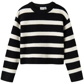 Zwart gestreepte sweater Nilla - Capuchon Fashion