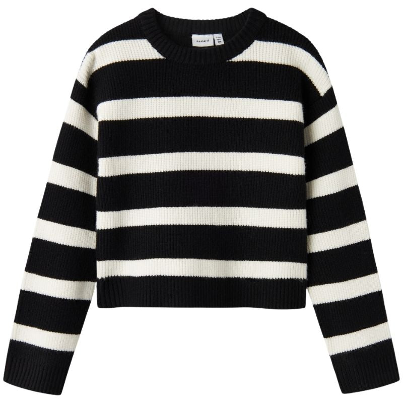 Zwart gestreepte sweater Nilla - Capuchon Fashion