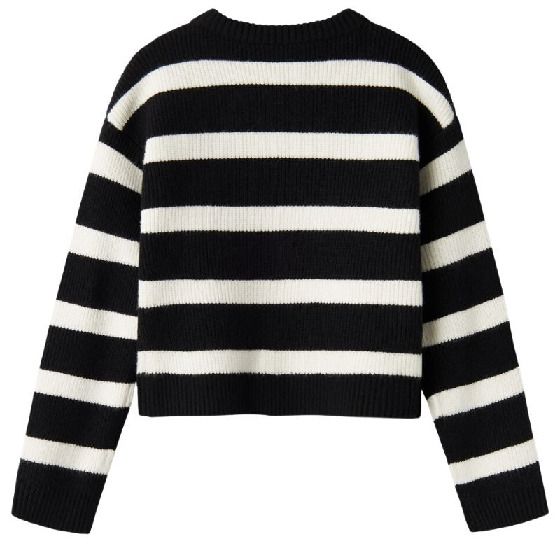 Zwart gestreepte sweater Nilla - Capuchon Fashion