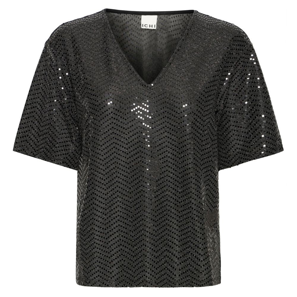 Zwart glinsterend t-shirt Nelenia - Capuchon Fashion
