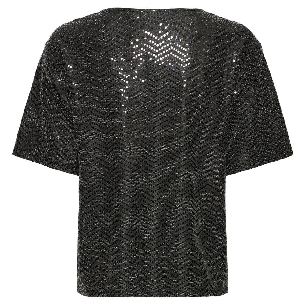 Zwart glinsterend t-shirt Nelenia - Capuchon Fashion