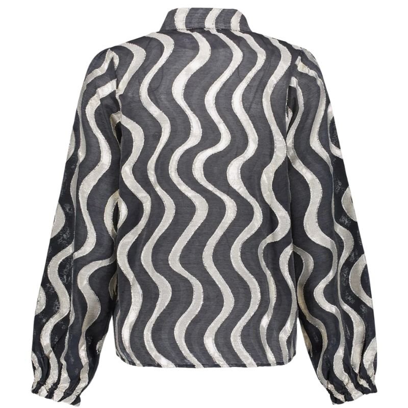 Zwart grafisch geprinte blouse 53915 - Capuchon Fashion