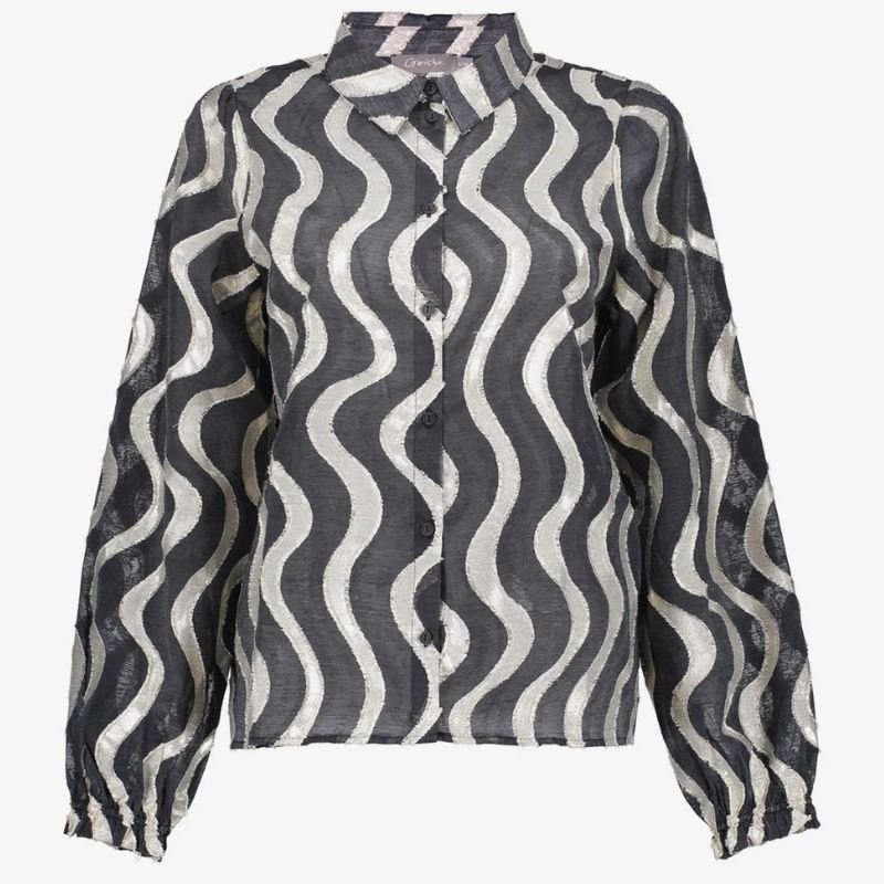 Zwart grafisch geprinte blouse 53915 - Capuchon Fashion