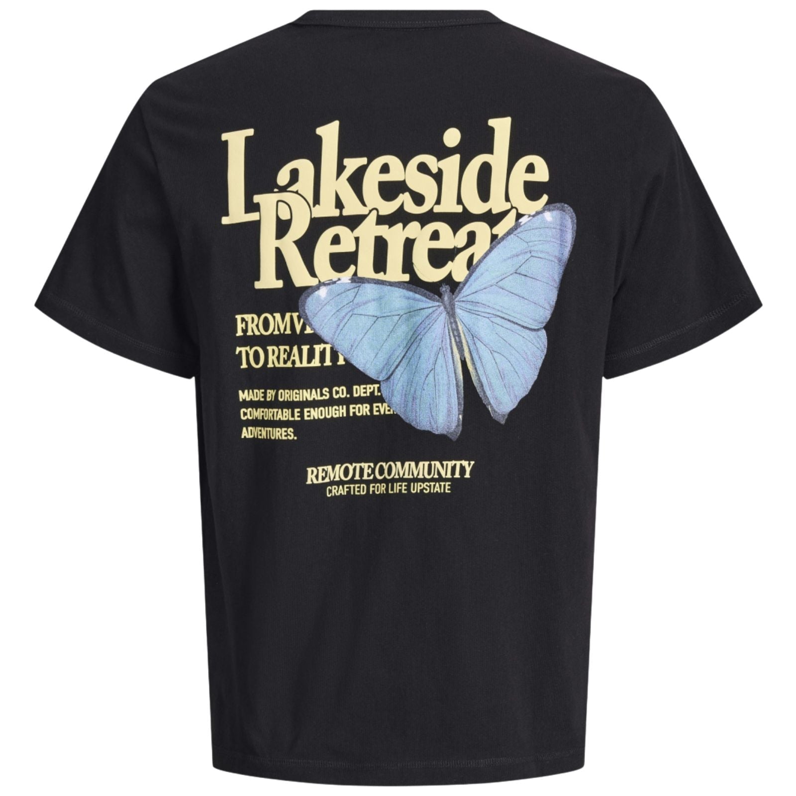 Zwart graphic multicolor t-shirt Montauk - Capuchon Fashion