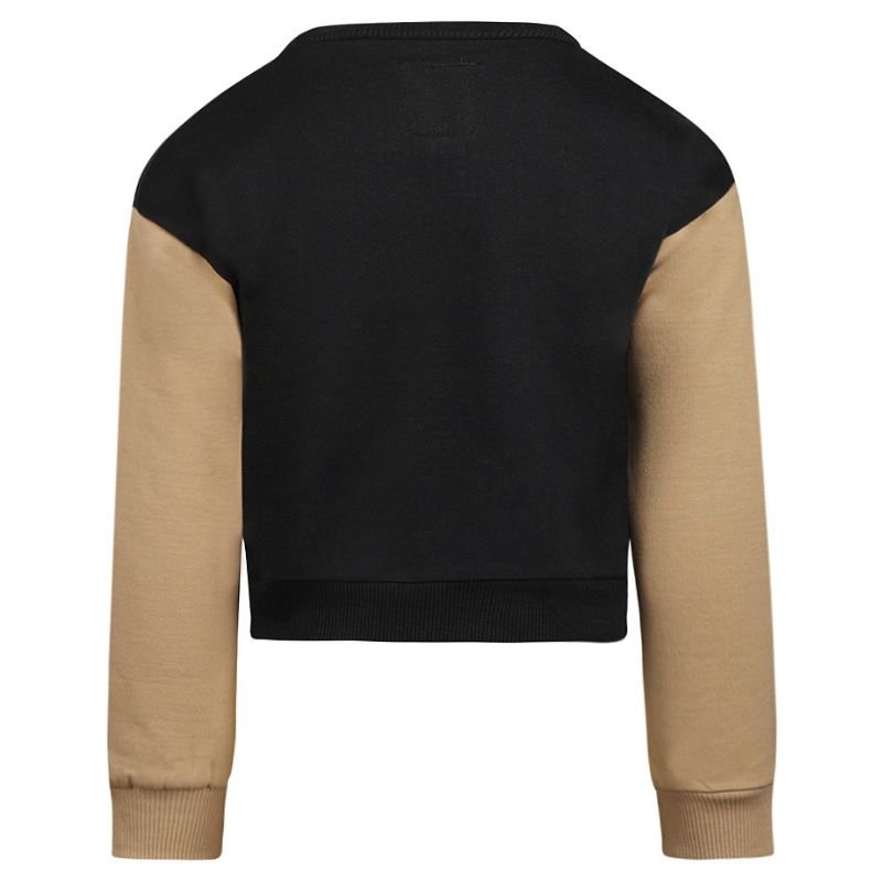 Zwart met beige cropped sweater O56941 - Capuchon Fashion