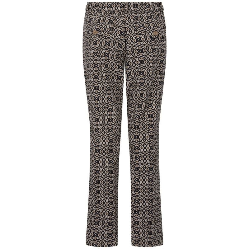 Zwart met bruin geprinte travel broek Pretty - Capuchon Fashion