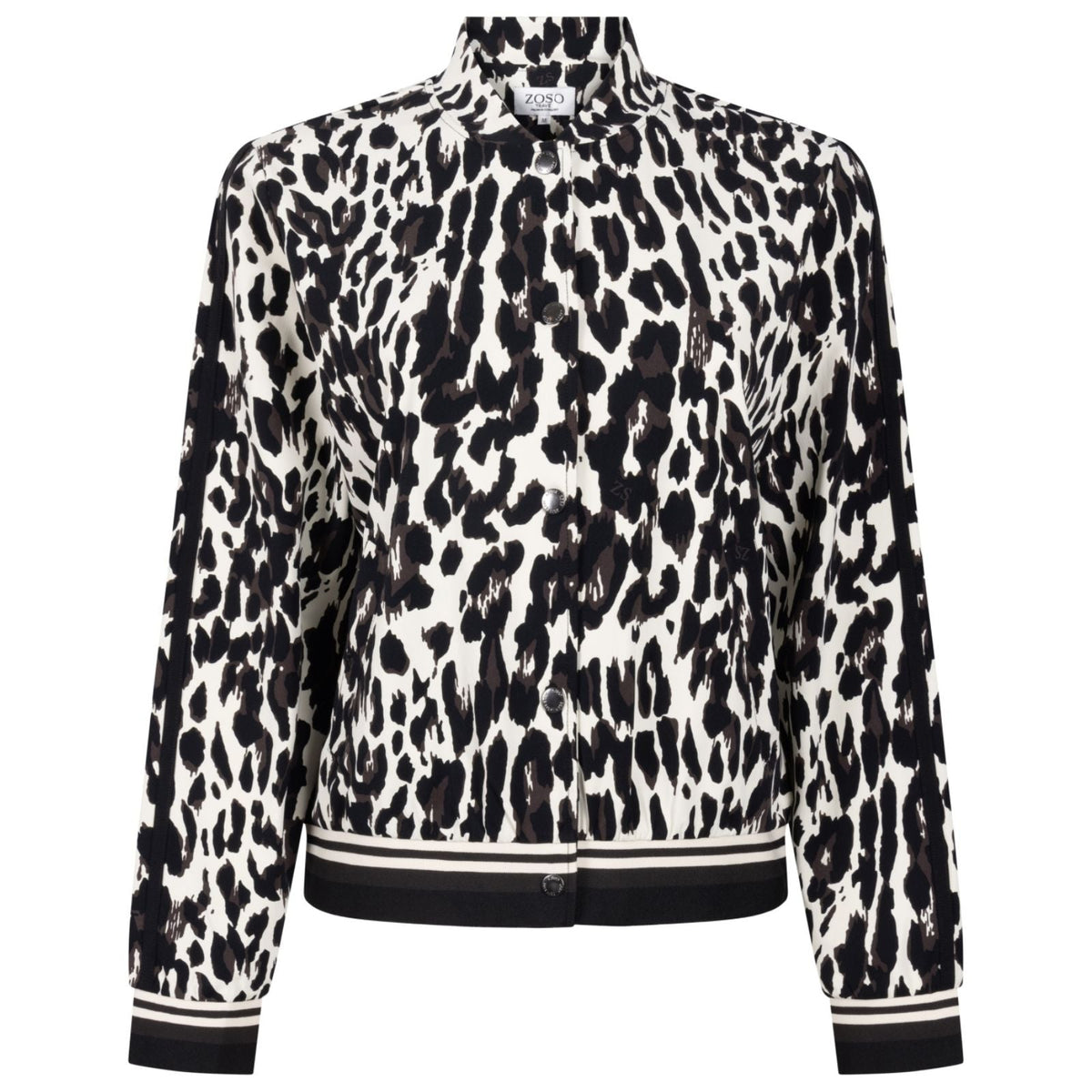 Zwart met espresso geprinte travel jacket Nicoline - Capuchon Fashion