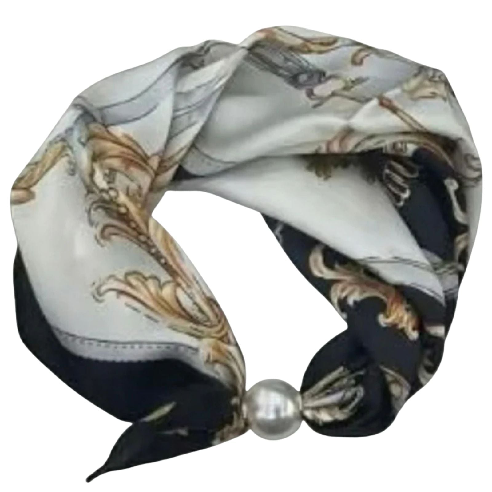 Zwart met gouden parel sjaaltje Chloe - Capuchon Fashion