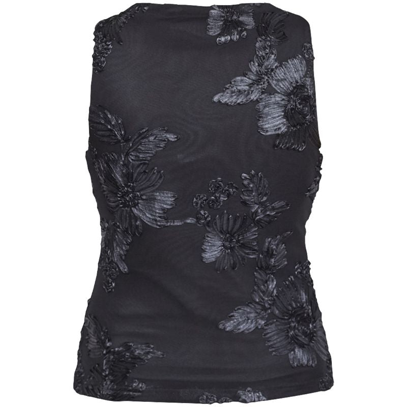 Zwart met zilveren mouwloze top Sis - Capuchon Fashion