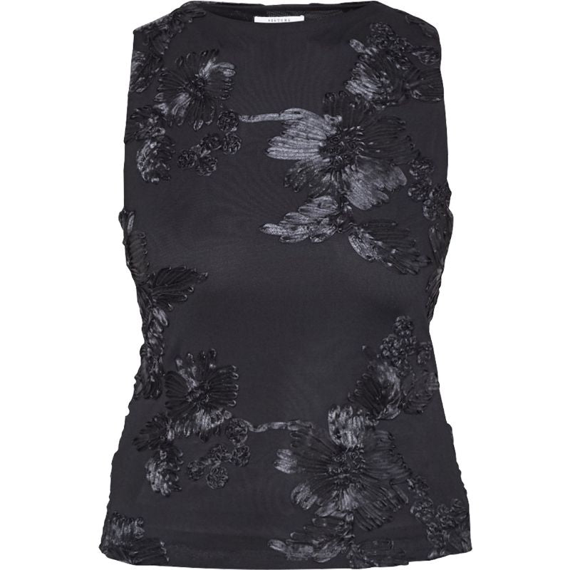 Zwart met zilveren mouwloze top Sis - Capuchon Fashion