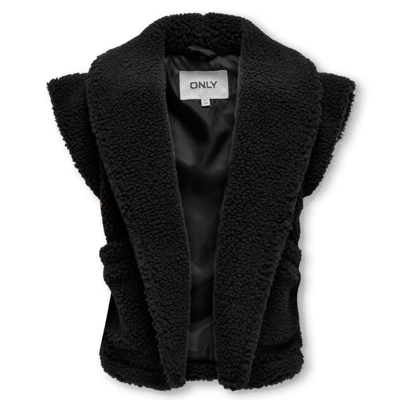 Zwart teddy gilet Sika - Capuchon Fashion