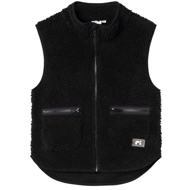 Zwart teddy vest Noderne - Capuchon Fashion