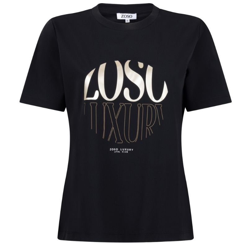 Zwart travel t-shirt met print Selma - Capuchon Fashion