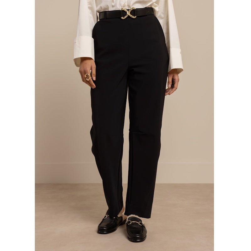 Zwarte bonded barrell trousers Marlis - Capuchon Fashion