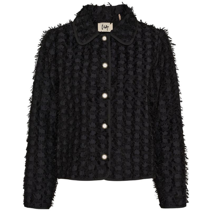 Zwarte classy franje jacket Klaudia - Capuchon Fashion