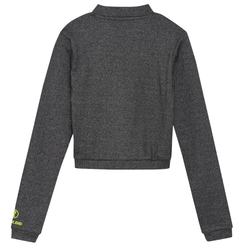 Zwarte cropped longsleeve Metallic - Capuchon Fashion