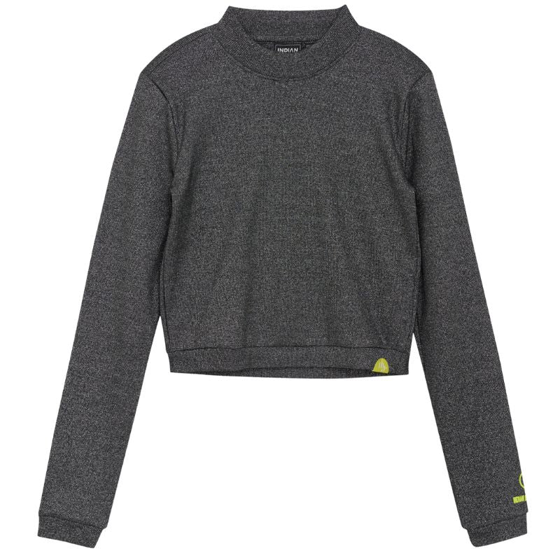 Zwarte cropped longsleeve Metallic - Capuchon Fashion