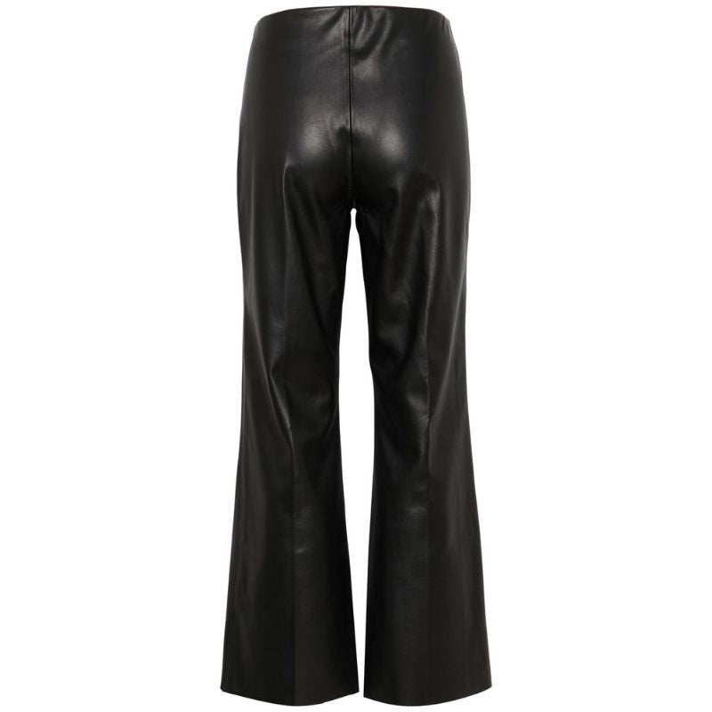 Zwarte faux leather flared broek Dowie - Capuchon Fashion