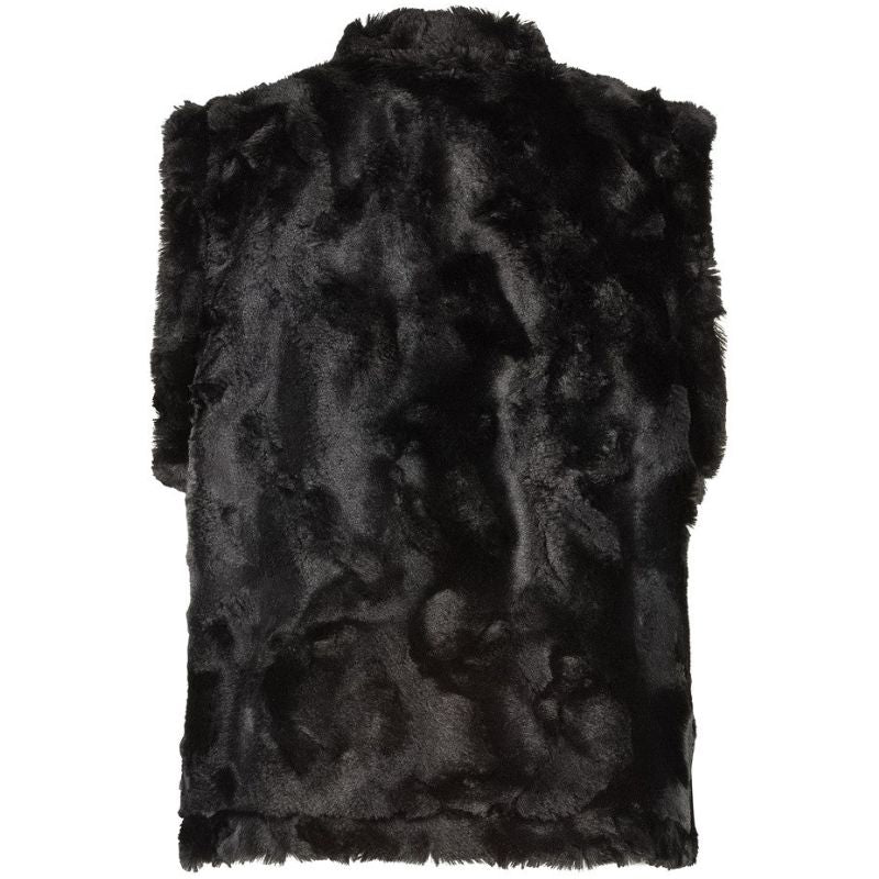 Zwarte fluffy bontlook gilet Teddy - Capuchon Fashion