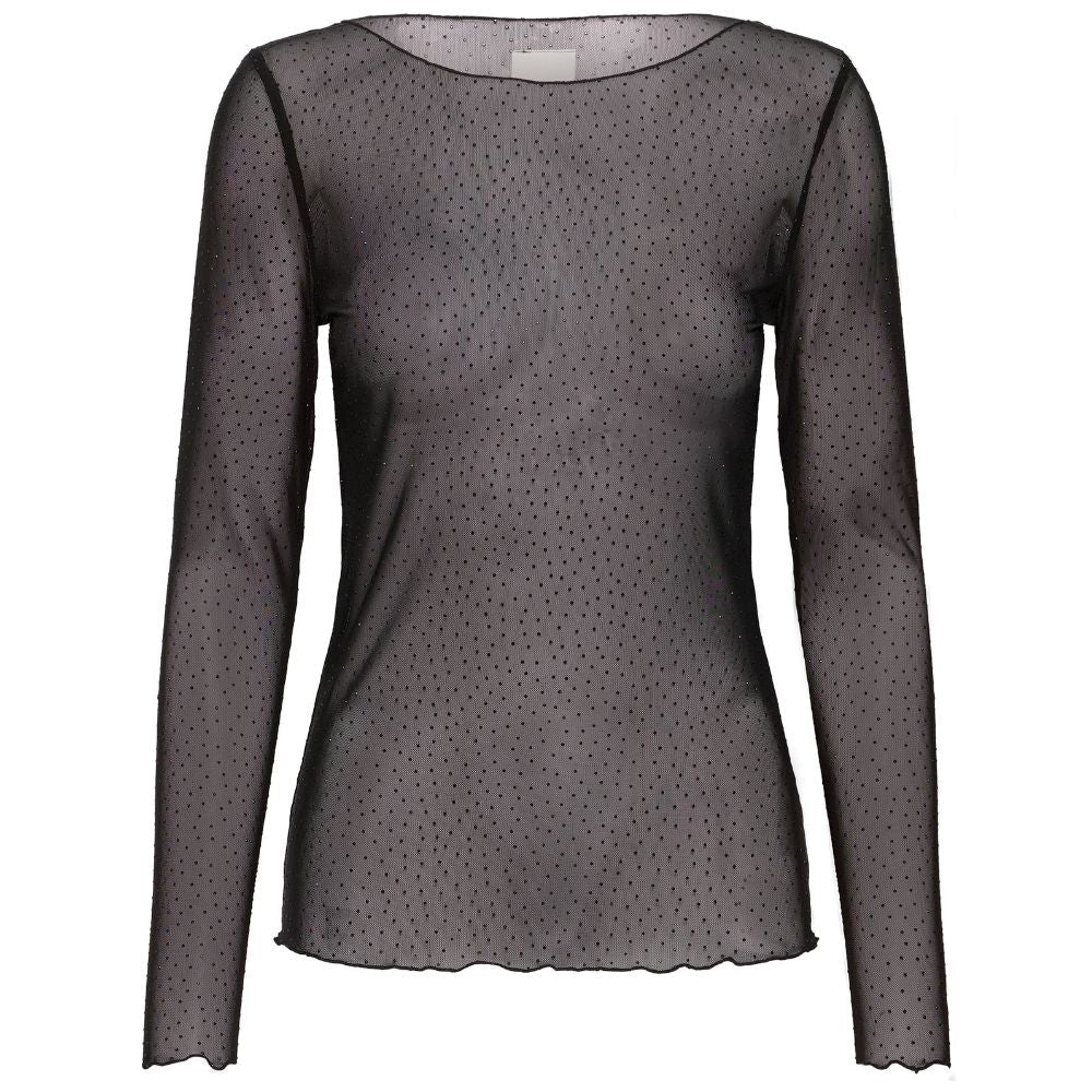 Zwarte glitter meshtop Noviola - Capuchon Fashion
