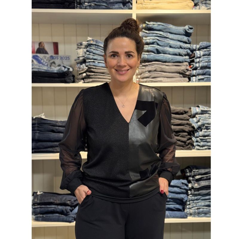 Zwarte glitter velvet blouse 2 - Half - Capuchon Fashion