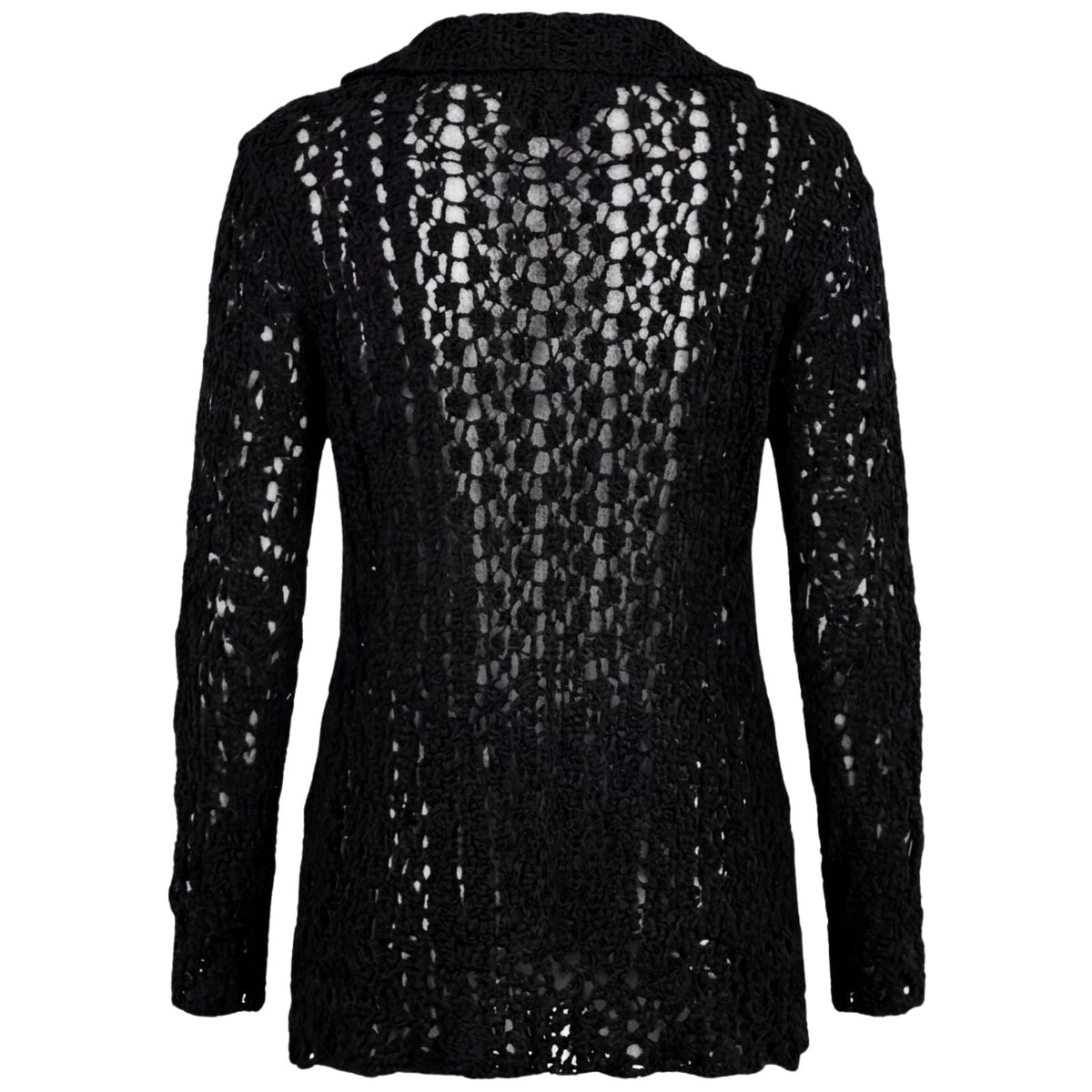 Zwarte kanten gestrikte blouse Otina - Capuchon Fashion