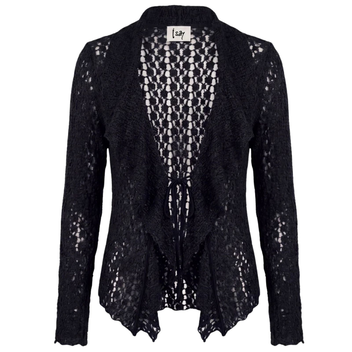 Zwarte kanten gestrikte blouse Otina - Capuchon Fashion