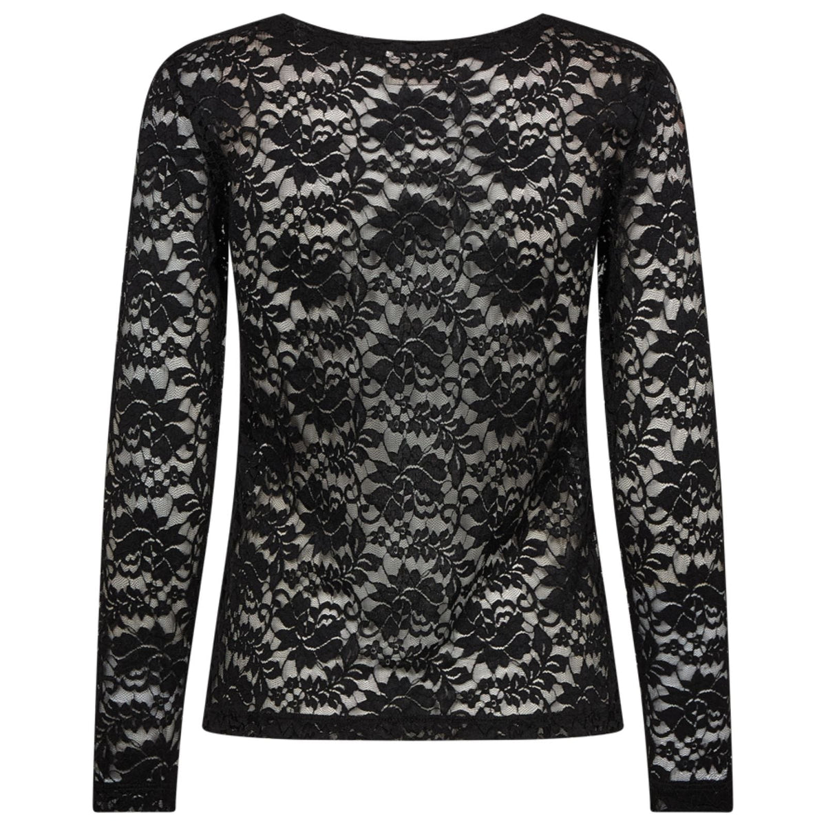 Zwarte kanten longsleeve top Saldo - Capuchon Fashion