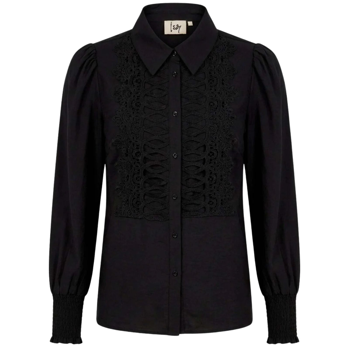 Zwarte kanten viscose blouse Oriana - Capuchon Fashion