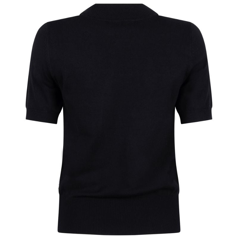 Zwarte knitted korte mouw top Rebecca - Capuchon Fashion
