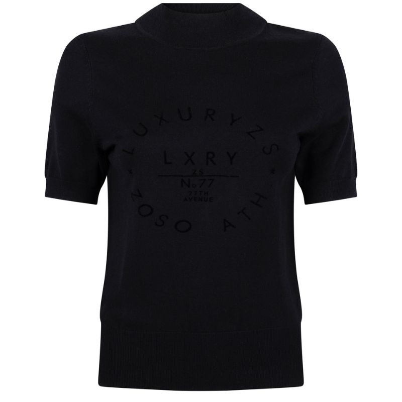 Zwarte knitted korte mouw top Rebecca - Capuchon Fashion